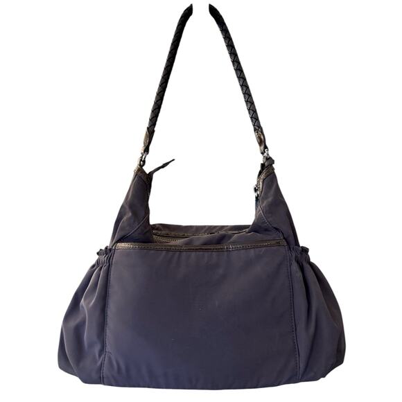 Vintage 00s Brighton Dark Gray Nylon & Crocodile Leather Trimmed Shoulder Bag - Picture 13 of 13